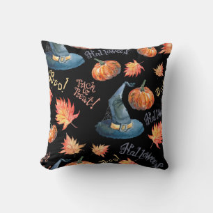 Halloween seamless pattern with halloween pumpkin, throw pillow