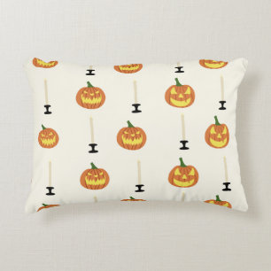 Halloween seamless pattern with pumpkins and candl accent pillow