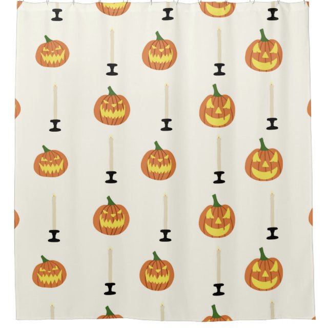 Halloween seamless pattern with pumpkins and candl shower curtain (Front)