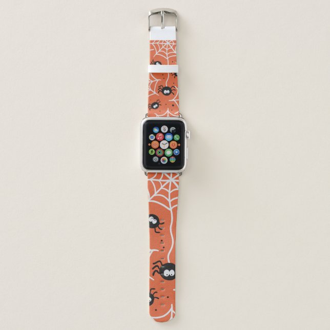Halloween seamless pattern with spiders and web. apple watch band (Front)
