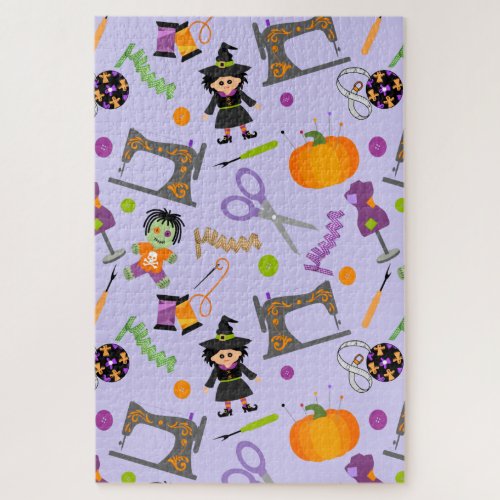 Halloween Seamstress Sewing Notions Jigsaw Puzzle