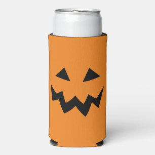 Halloween seltzer can cooler with pumpkin face