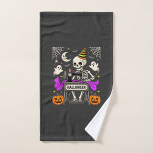 Halloween Sewing Skeleton Spooky Ghost Pumpkin Sew Hand Towel