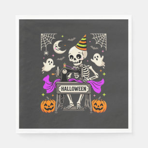 Halloween Sewing Skeleton Spooky Ghost Pumpkin Sew Napkins