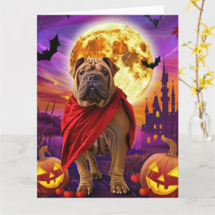 Halloween Shar Pei Vampire Pumpkins Scary Card