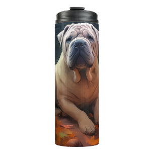 Halloween Shar Pei With Pumpkins Scary Thermal Tumbler