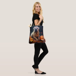 Halloween Shar Pei With Pumpkins Scary Tote Bag