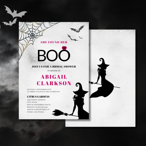 Halloween She Found Her Boo Bridal Shower Invitation