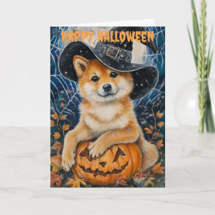 Halloween Sheba Inu Dog Holiday Card