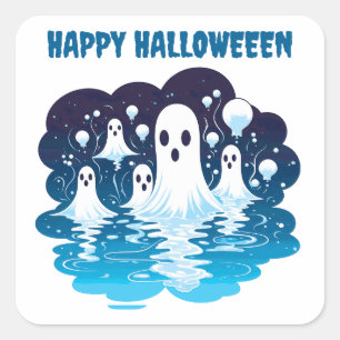 Halloween Sheet faced ghosts Square Sticker