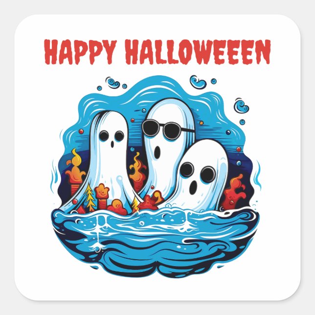  Halloween Sheet faced ghosts Square Sticker (Front)