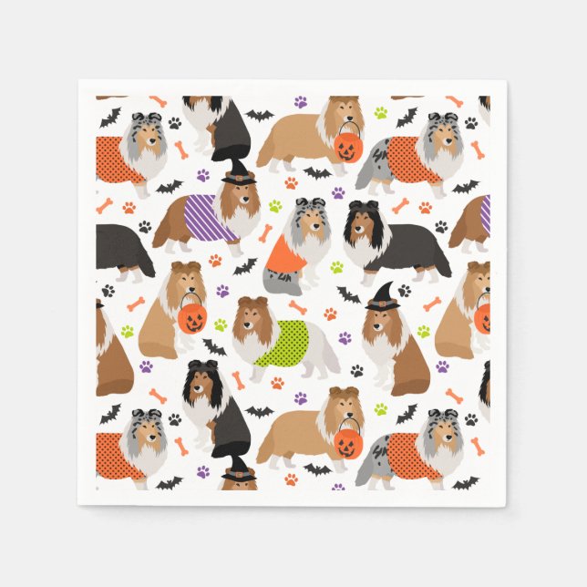 Halloween Shetland Sheepdog Sheltie Napkins (Front)