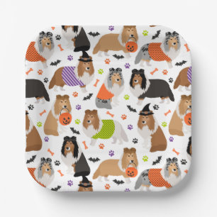 Halloween Shetland Sheepdog Sheltie Paper Plates