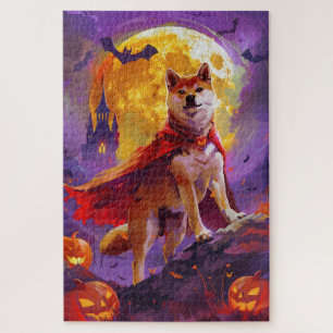 Halloween Shiba Inu Vampire Pumpkins Scary Jigsaw Puzzle