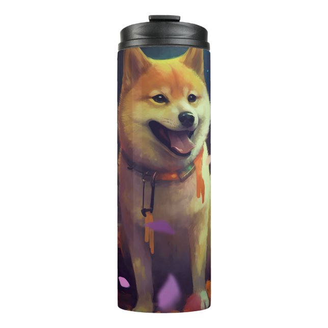 Halloween Shiba Inu With Pumpkins Scary Thermal Tumbler (Front)