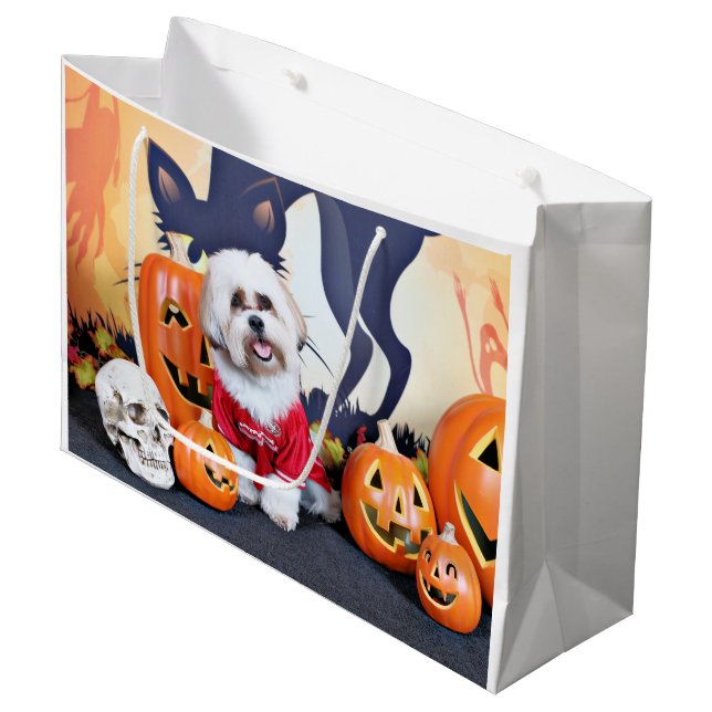 Halloween - Shih Tzu - Jhanggoon Large Gift Bag (Front Angled)