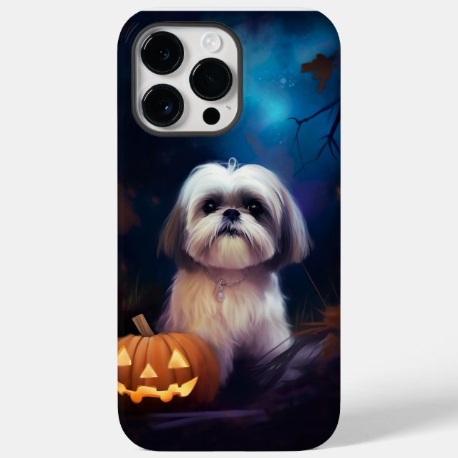 Halloween Shih Tzu With Pumpkins Scary Case-Mate iPhone Case (Back)