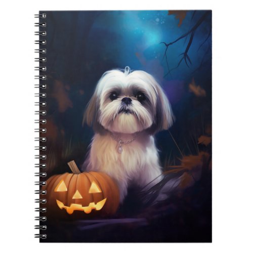 Halloween Shih Tzu With Pumpkins Scary Notebook
