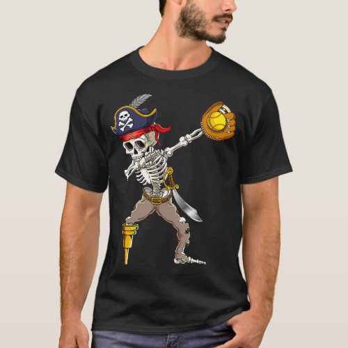 Halloween Shirt Dabbing Pirate Skeleton Softball S