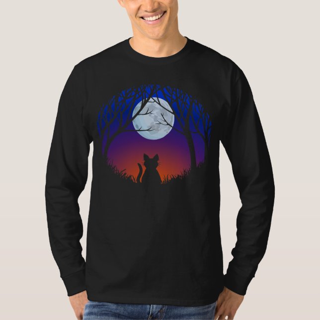 Halloween Shirt Fat Black Cat Unisex Shirt Tee (Front)