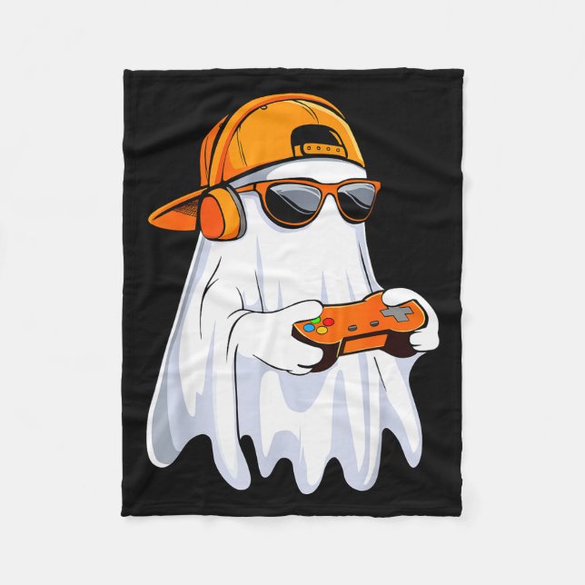 Halloween Shirt Ghost Gamer Video Gaming Boys Men  Fleece Blanket (Front)