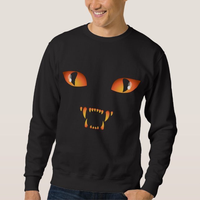 Halloween Shirt Spooky Black Cat Unisex Sweatshirt (Front)