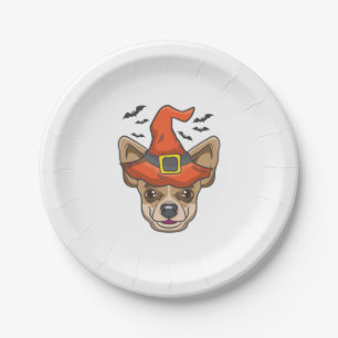 Halloween Shirt Witch Chihuahua Costume Gift Paper Plates