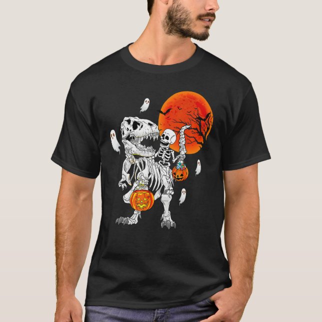 Halloween Shirts For Boys Kids Men Skeleton Riding (Front)