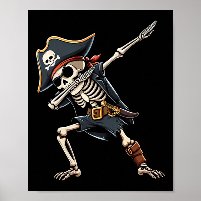 Halloween Shirts For Men Boys Kids Skeleton Pirate Poster (Front)