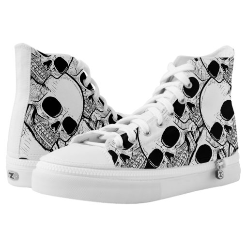 Halloween Shoes: Skulls Drawing High Tops | Zazzle