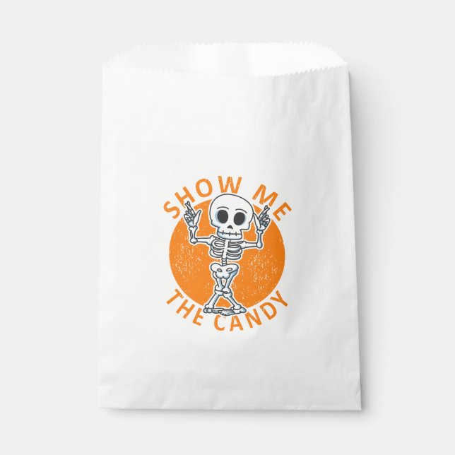 Halloween Show Me The Candy Skeleton Favor Bag (Front)