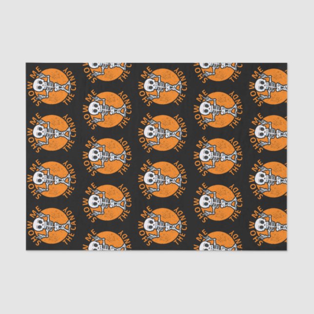 Halloween Show Me The Candy Skeleton Tissue Paper (Front)