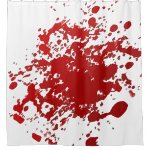Halloween shower curtain blood splatter red white