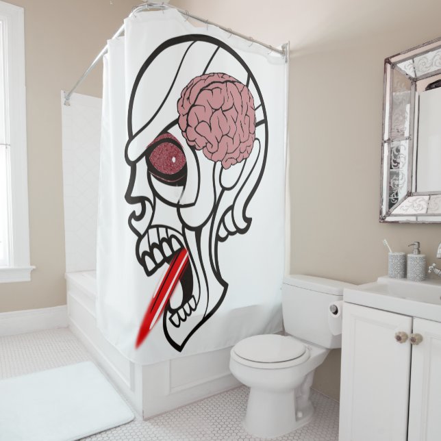 Halloween Shower Curtain Brains (In Situ)