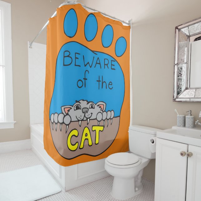 Halloween Shower Curtain, Cat Shower Curtain (In Situ)