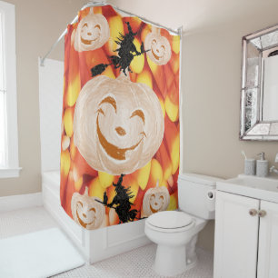 Halloween Shower Curtain, Pumpkin Shower Curtain