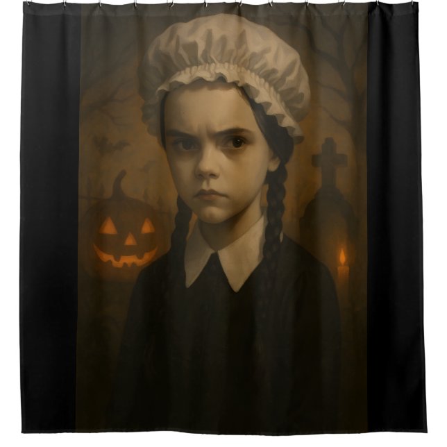 Halloween shower curtain: Wednesday Addams Shower Curtain (Front)