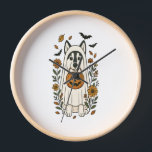 Halloween Siberian Husky Flowers Clock<br><div class="desc">Halloween Siberian Husky Flowers</div>