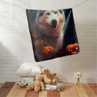 Halloween Siberian Husky With Pumpkins Scary Baby Blanket Zazzle