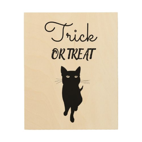 Halloween sign black cat trick or treat slogan