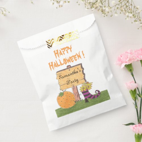 Halloween sign kids personalized party favor bags
