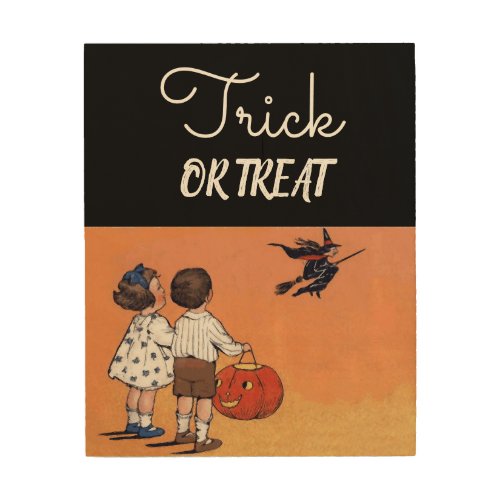 Halloween sign vintage trick or treat slogan