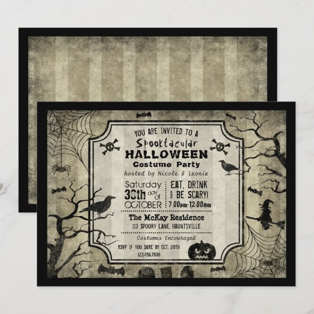 Halloween Silhouette Costume Party Invitation (Front/Back)