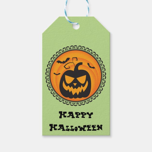 Halloween Silhouettes Evil Pumpkin Gift Tag