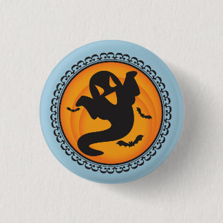 Halloween Silhouettes Ghost Badge Button