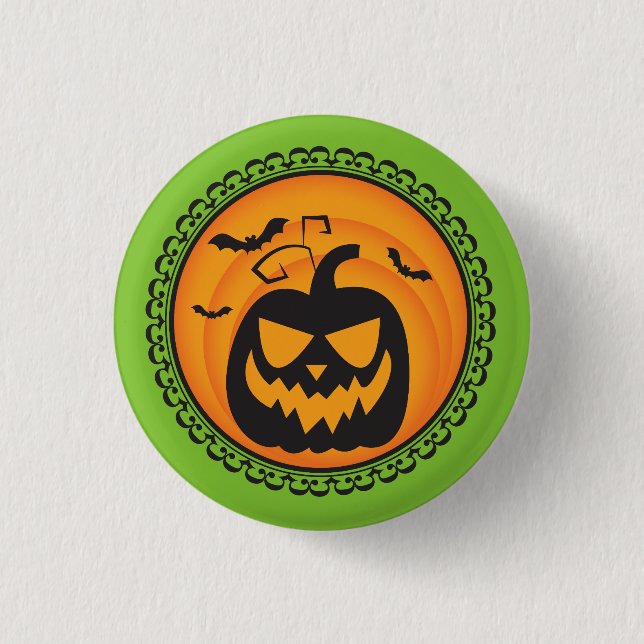 Halloween Silhouettes Pumpkin Badge Button (Front)