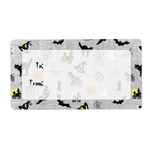 Halloween Silhouettes Random Iconic Pattern Gray Label