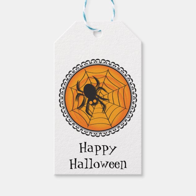 Halloween Silhouettes Spider And Web Gift Tag
