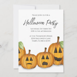 Halloween Simple Cute Jack O'lanterns Pumpkins Invitation