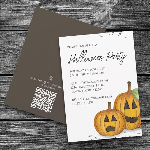 Halloween Simple Cute Pumpkin QR Code Map Icon Invitation